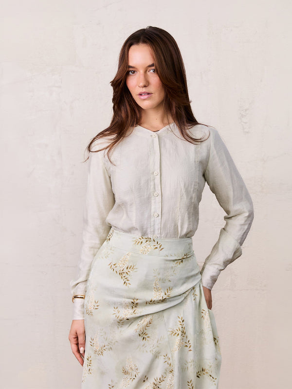 High V Neck Blouse-Mint