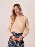 High V Neck Blouse-Oatmeal