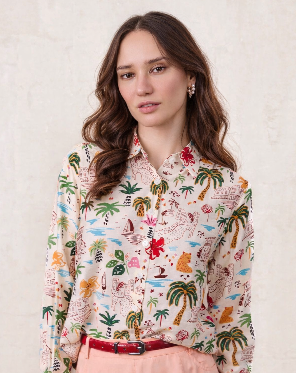 Button Down Collared Blouse-Summer Vibes