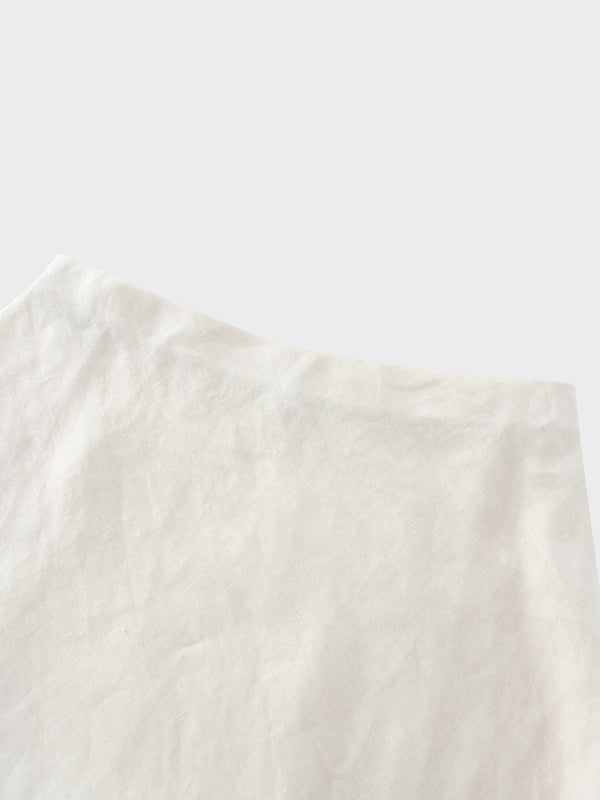 Linen Slip Skirt-Ecru