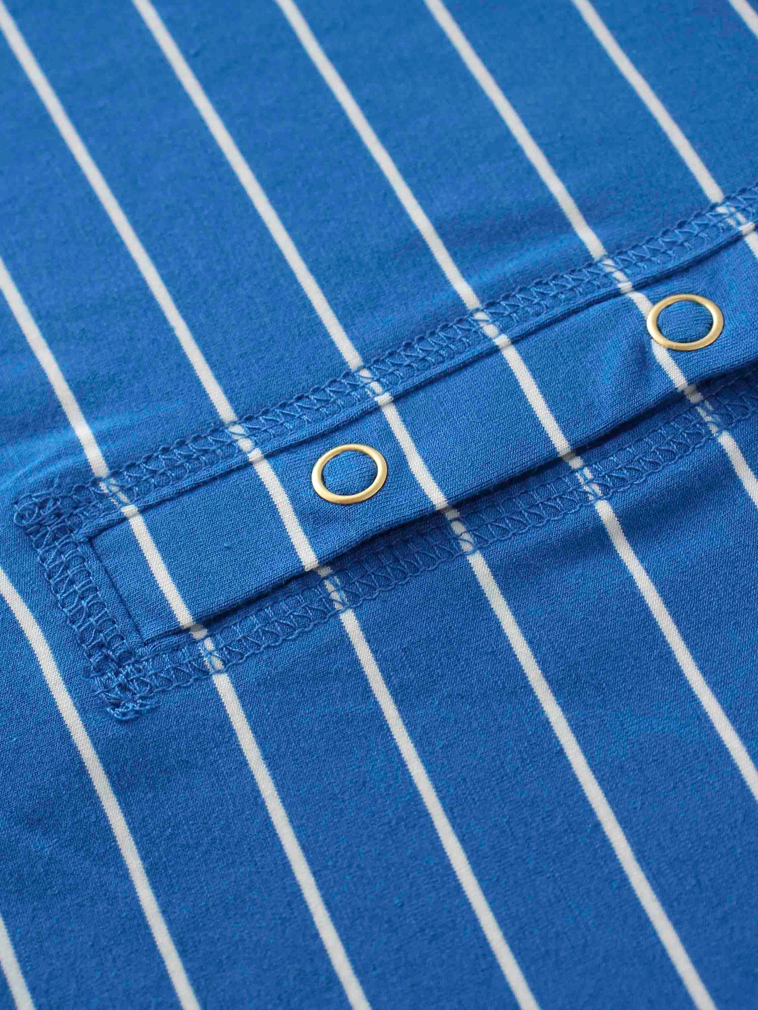 Striped Collar Snap Tee-Cobalt Blue/White