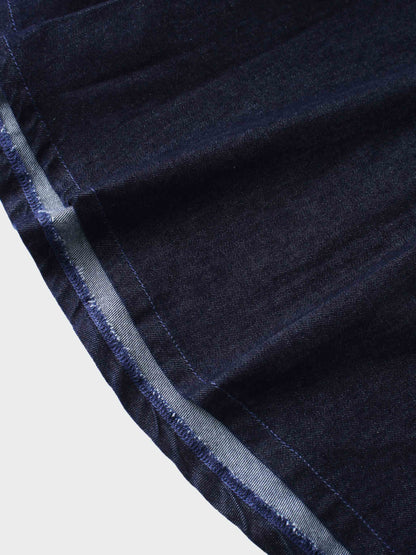 Yoke Denim Short Skirt-Blue