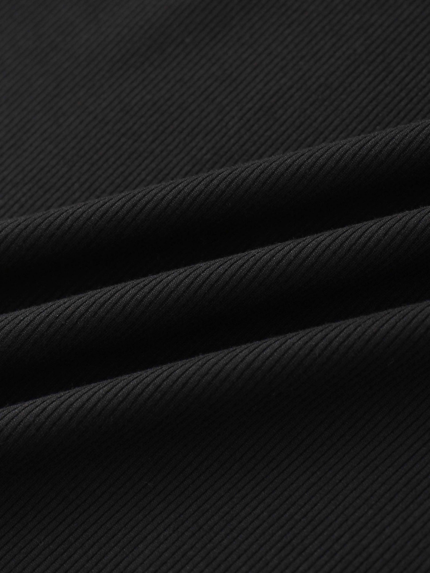Rounded Hem Ribbed T-Shirt-Black
