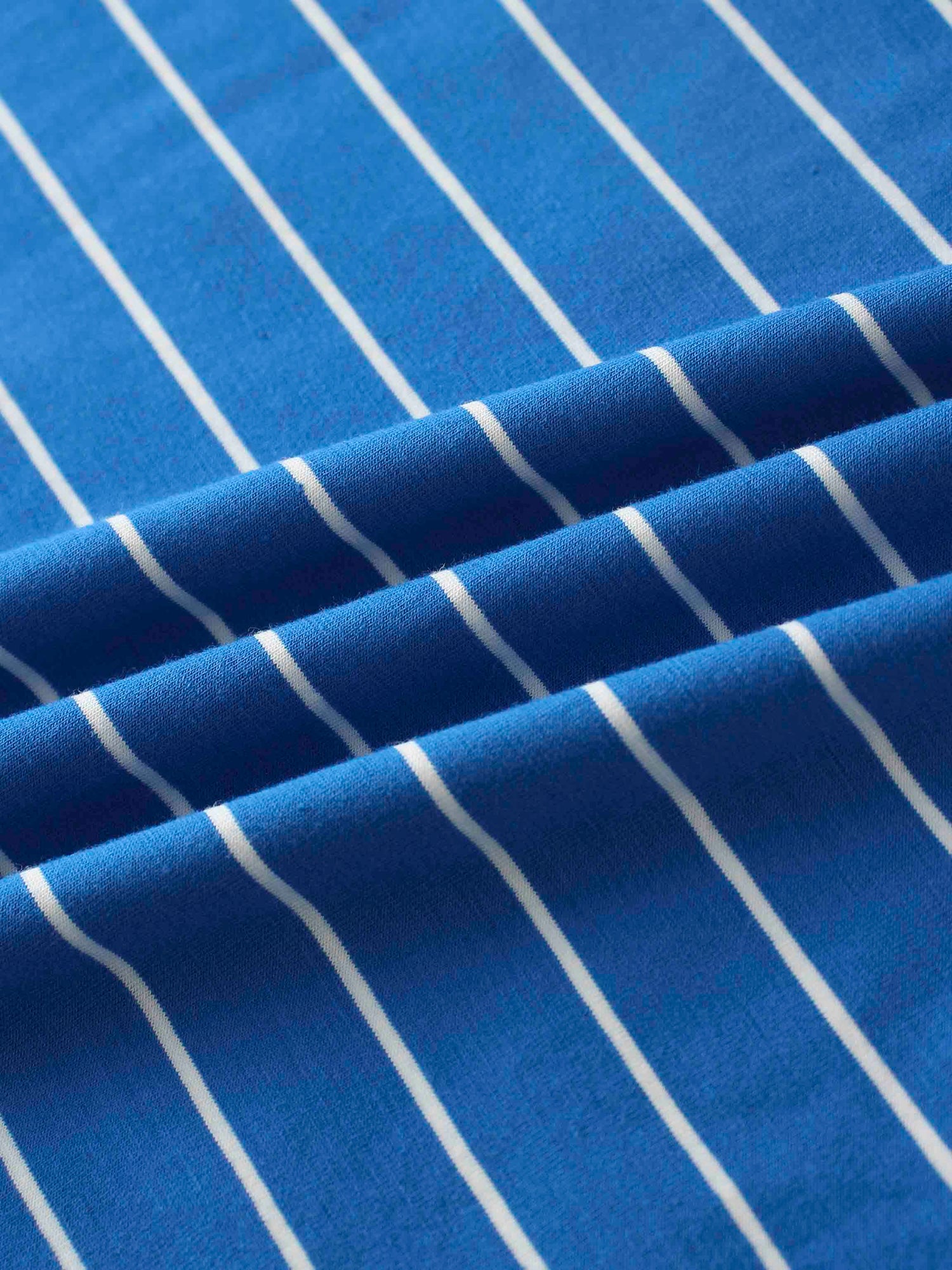 Striped Collar Snap Tee-Cobalt Blue/White