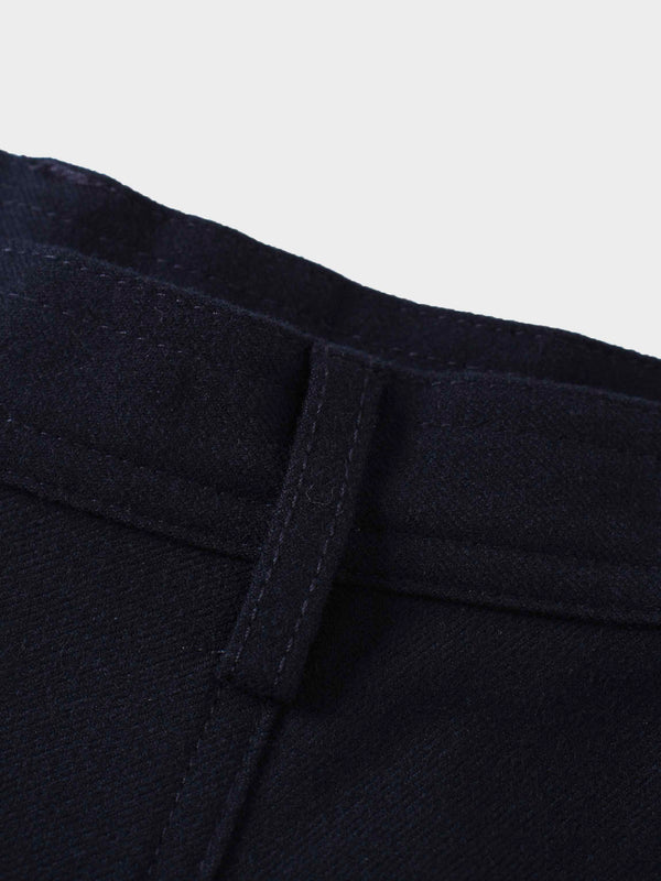 Wool Blend Yoke Skirt 26"-Navy