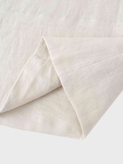 Gathered Waist Linen Skirt-Ecru