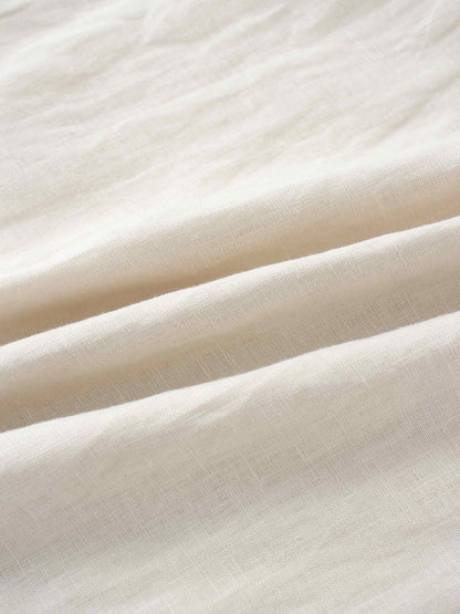 Gathered Waist Linen Skirt-Ecru