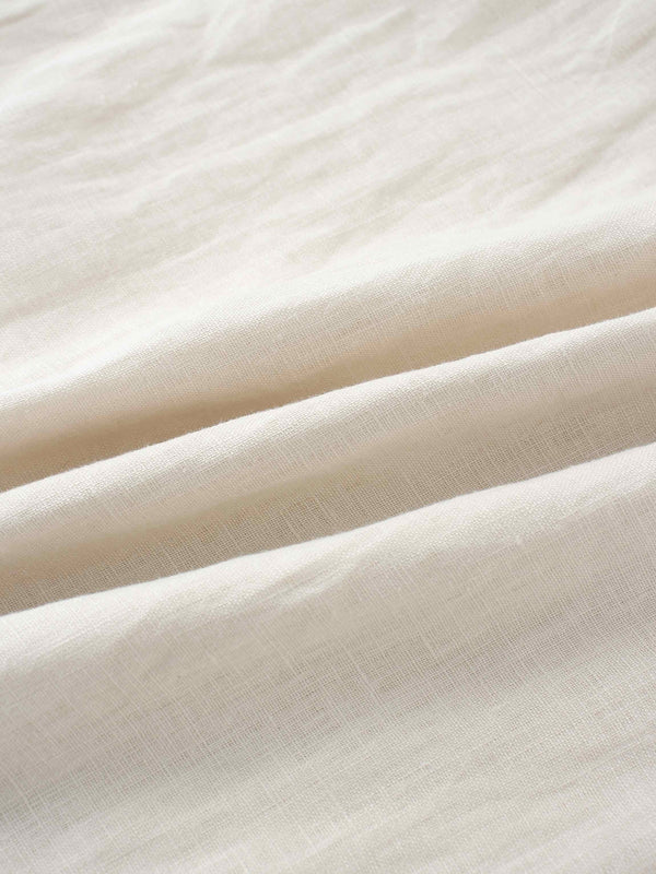 Gathered Waist Linen Skirt-Ecru