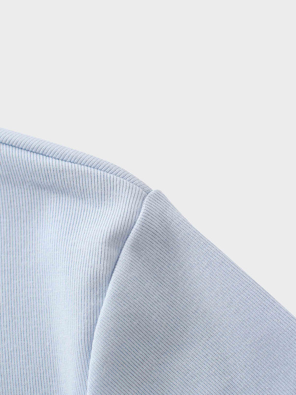Basic High V Tee Long Sleeve-Powder Blue