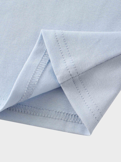 Basic High V Tee Long Sleeve-Powder Blue
