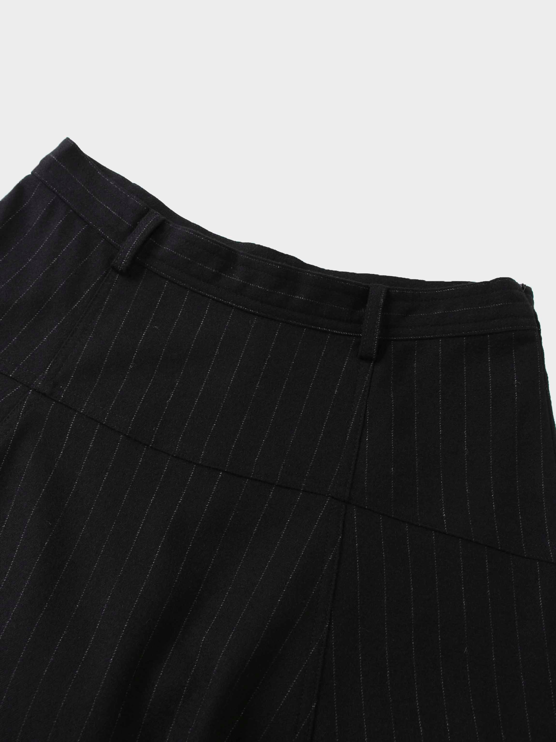 Wool Blend Yoke Skirt 37&quot;-Black Pinstripe