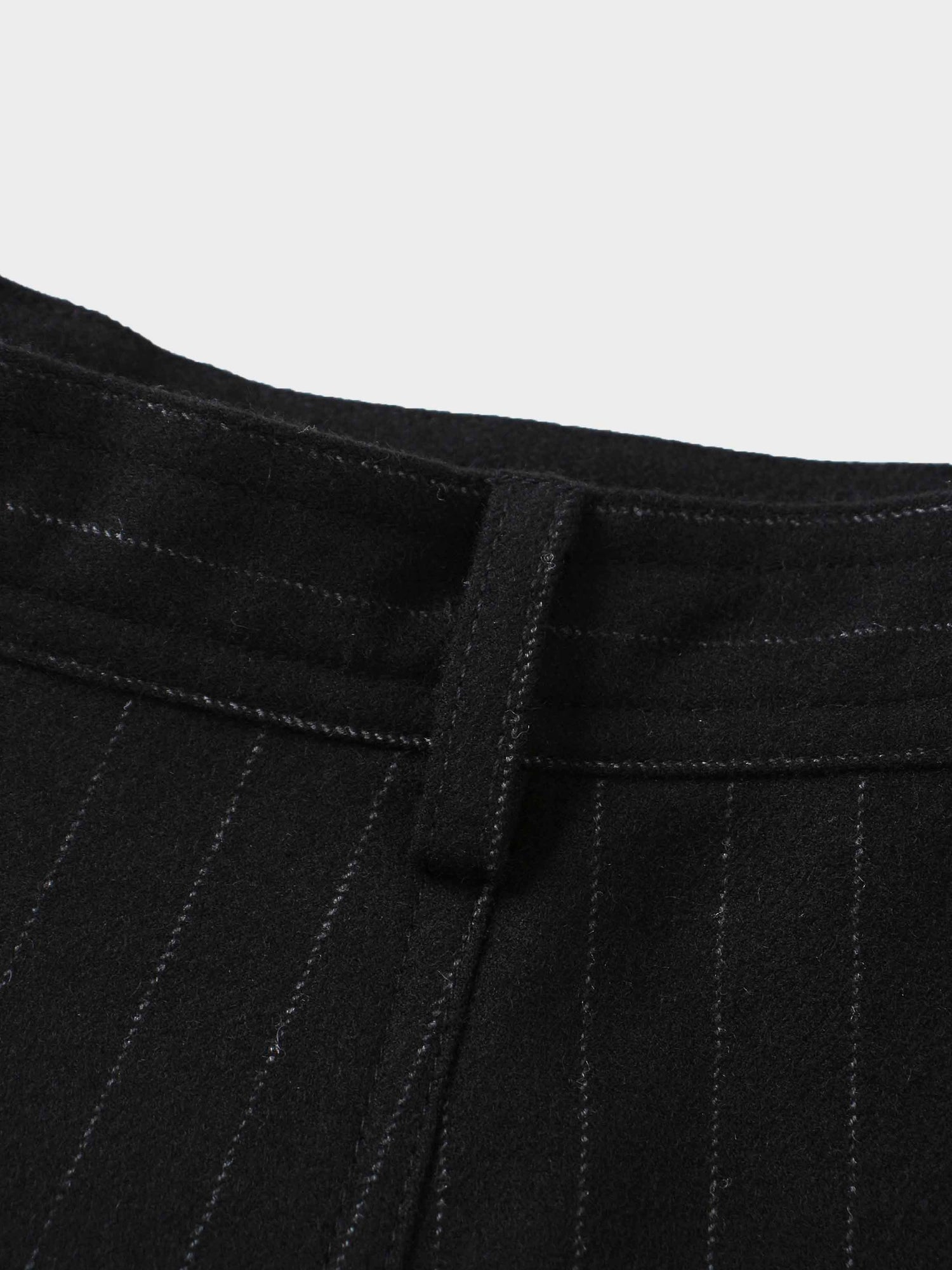 Wool Blend Yoke Skirt 37&quot;-Black Pinstripe