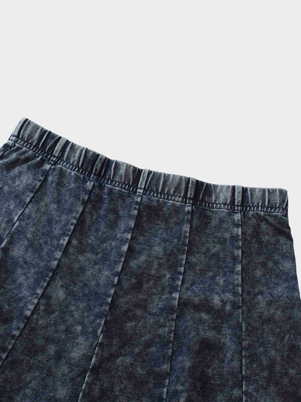 Paneled Flare Skirt 25"-Blue Wash