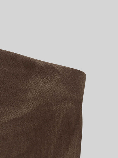 Linen Slip Skirt-Brown