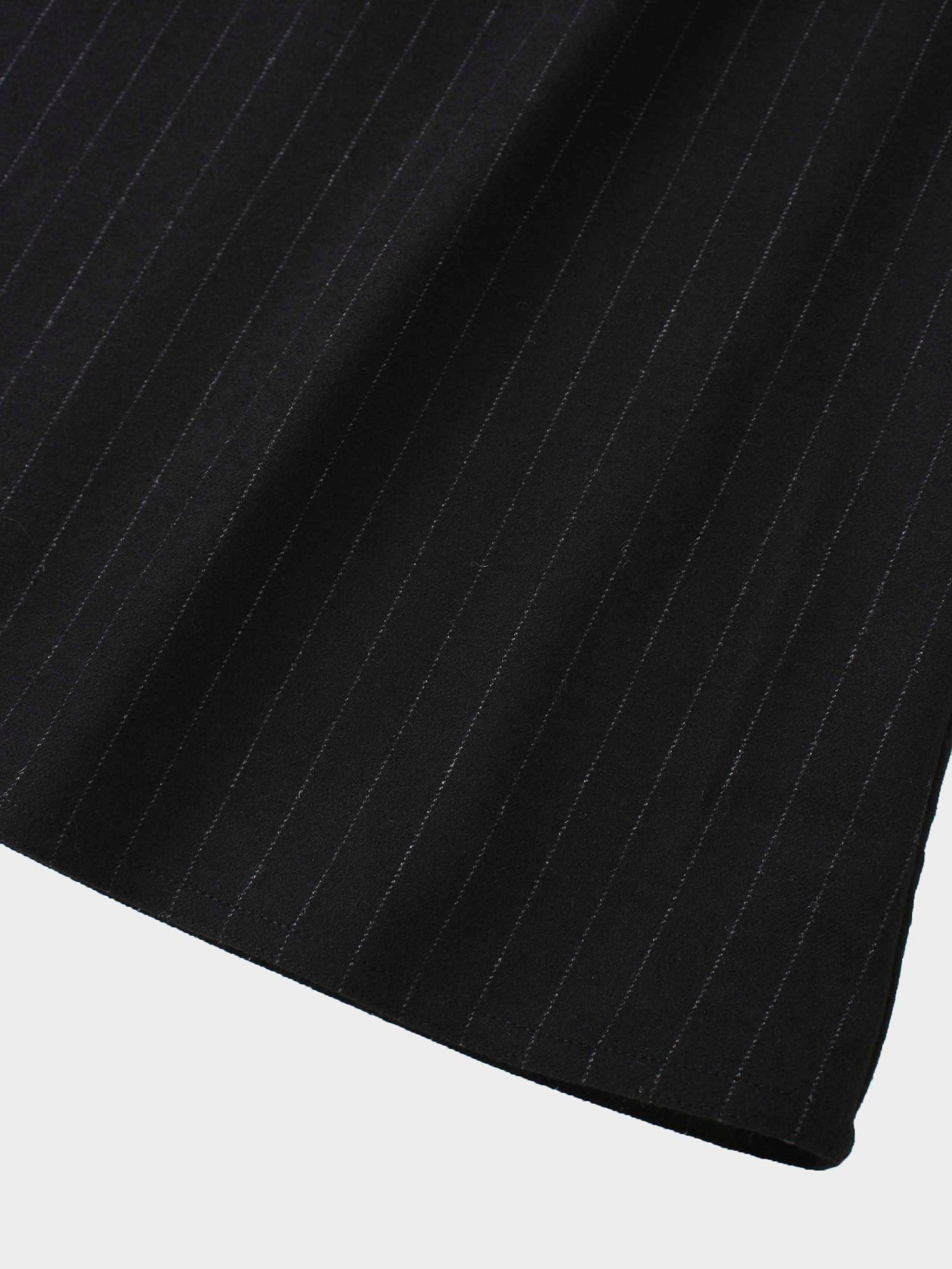 Wool Blend Yoke Skirt 37&quot;-Black Pinstripe