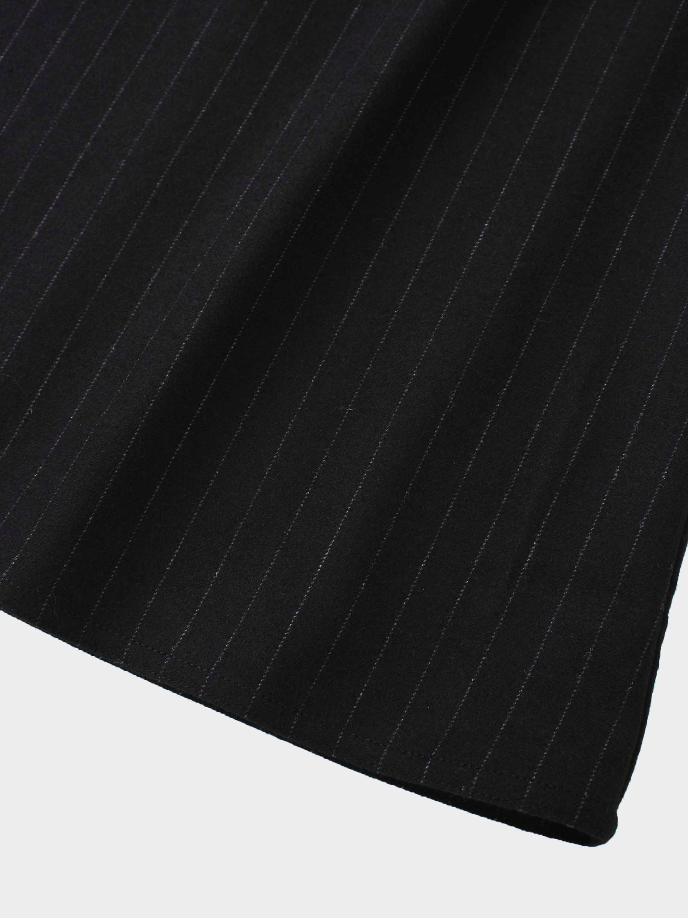 Wool Blend Yoke Skirt 37&quot;-Black Pinstripe