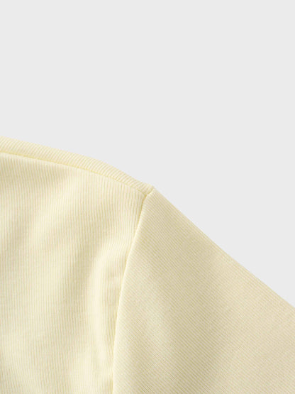 Basic High V Tee Long Sleeve-Butter Yellow