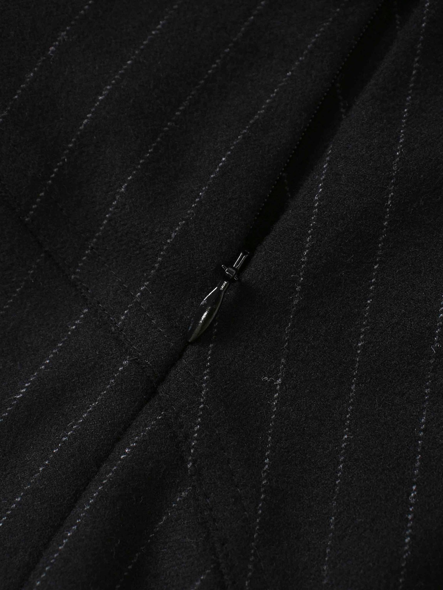 Wool Blend Yoke Skirt 37&quot;-Black Pinstripe