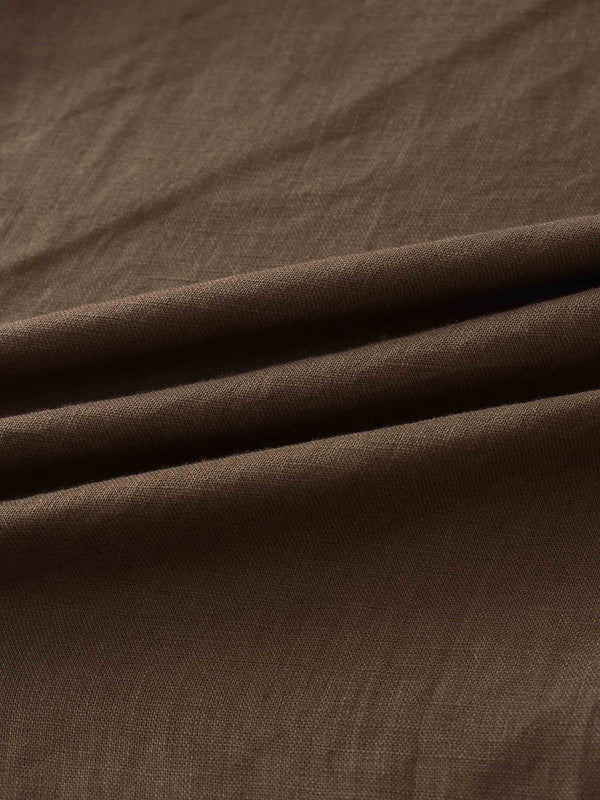 Linen Slip Skirt-Brown