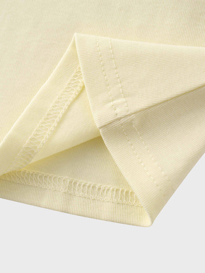 Basic High V Tee Long Sleeve-Butter Yellow
