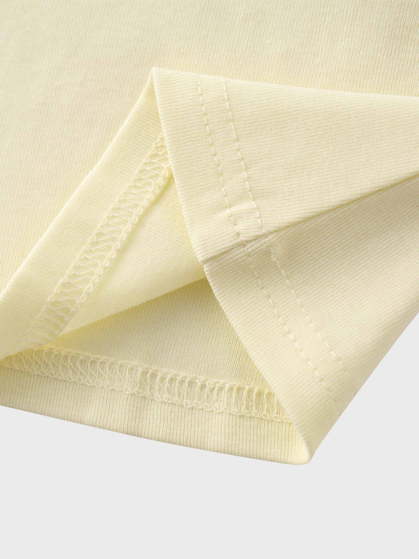 Basic High V Tee Long Sleeve-Butter Yellow