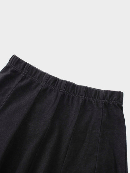 Paneled Flare Skirt 25"-Solid Black