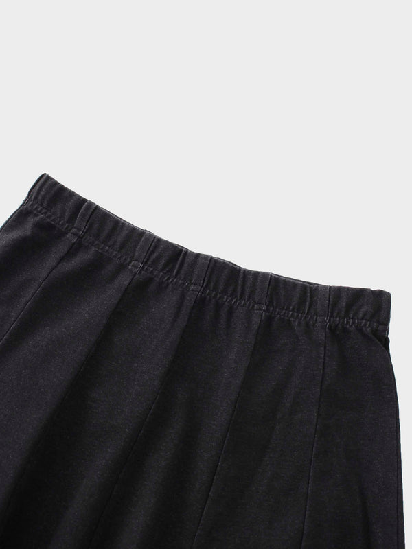 Paneled Flare Skirt 25"-Solid Black