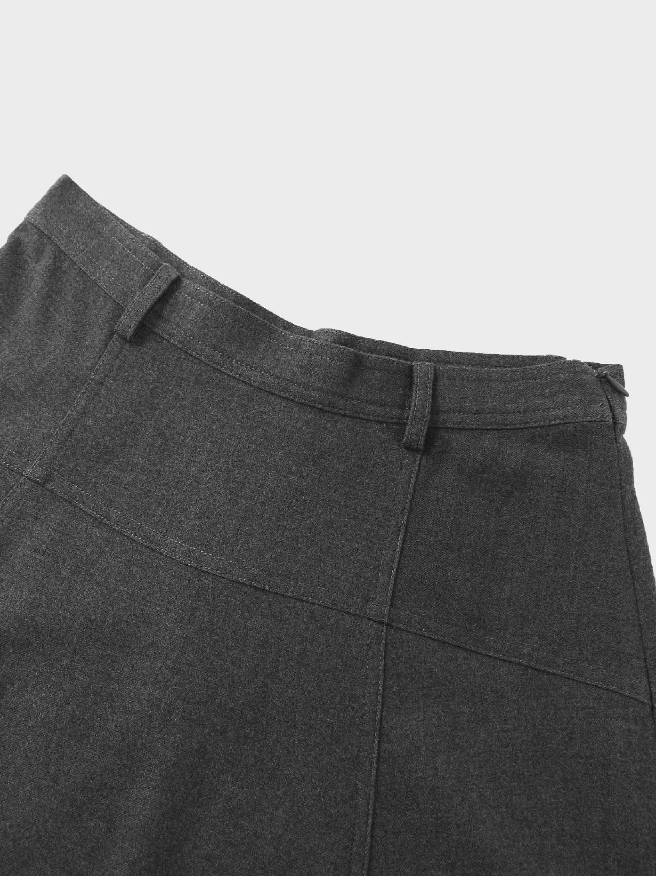 Wool Blend Yoke Skirt 37&quot;-Grey