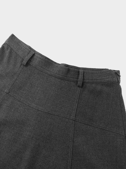 Wool Blend Yoke Skirt 37"-Grey