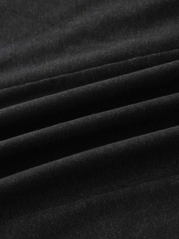 Paneled Flare Skirt 25"-Solid Black