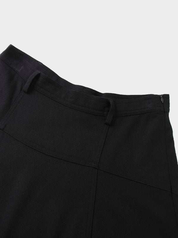 Wool Blend Yoke Skirt 26"-Black