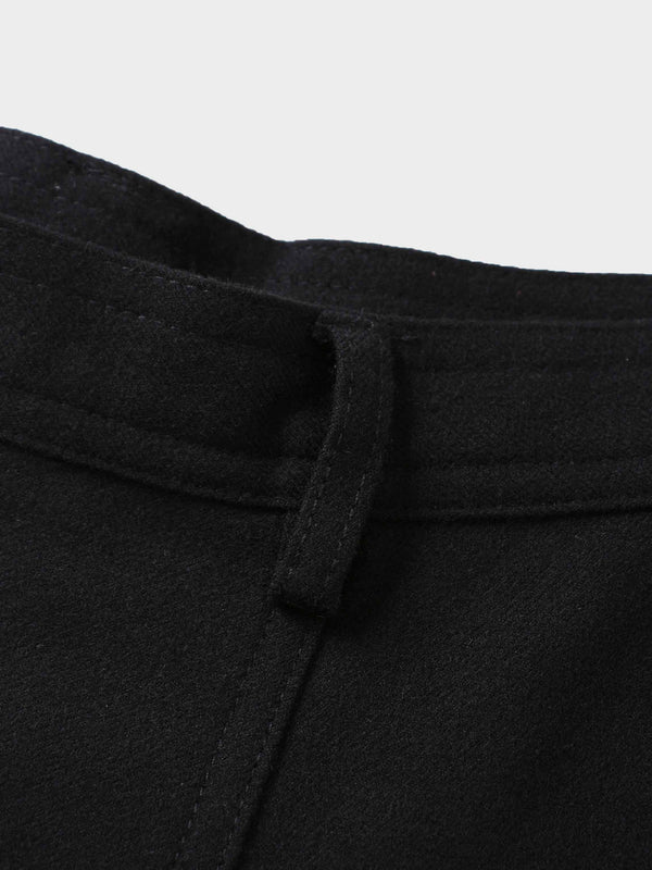 Wool Blend Yoke Skirt 26"-Black