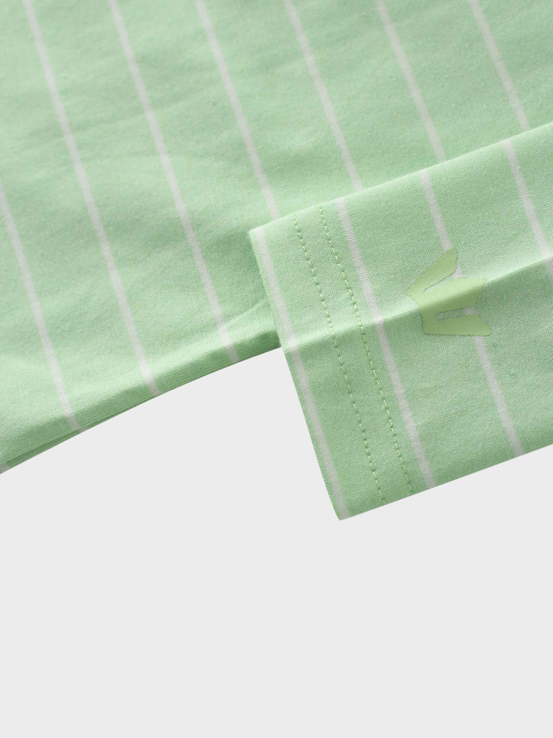 Striped Collar Snap Tee-Mint/White