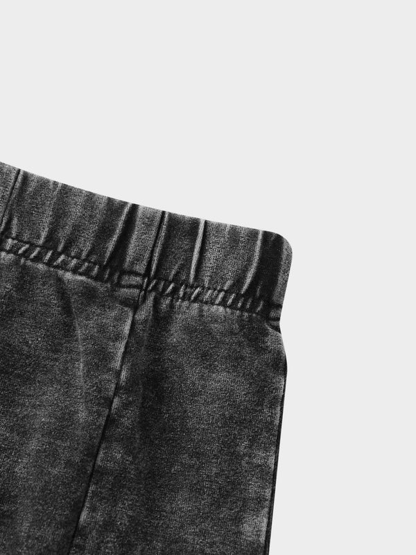 Paneled Flare Skirt 25"-Black Wash