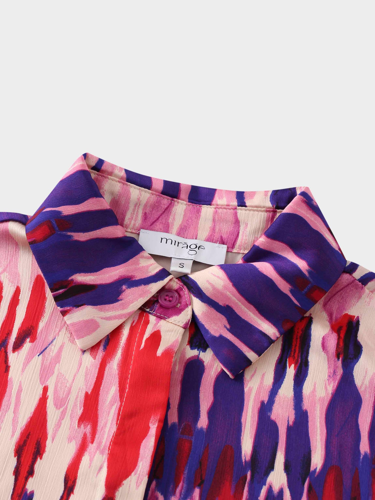 Basic Belted A-Line Dress-Pink Watercolor