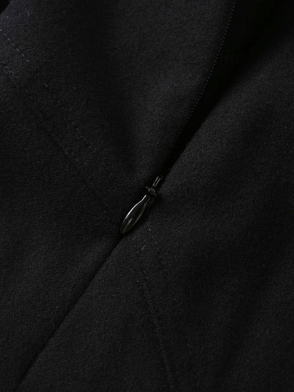 Wool Blend Yoke Skirt 26"-Black