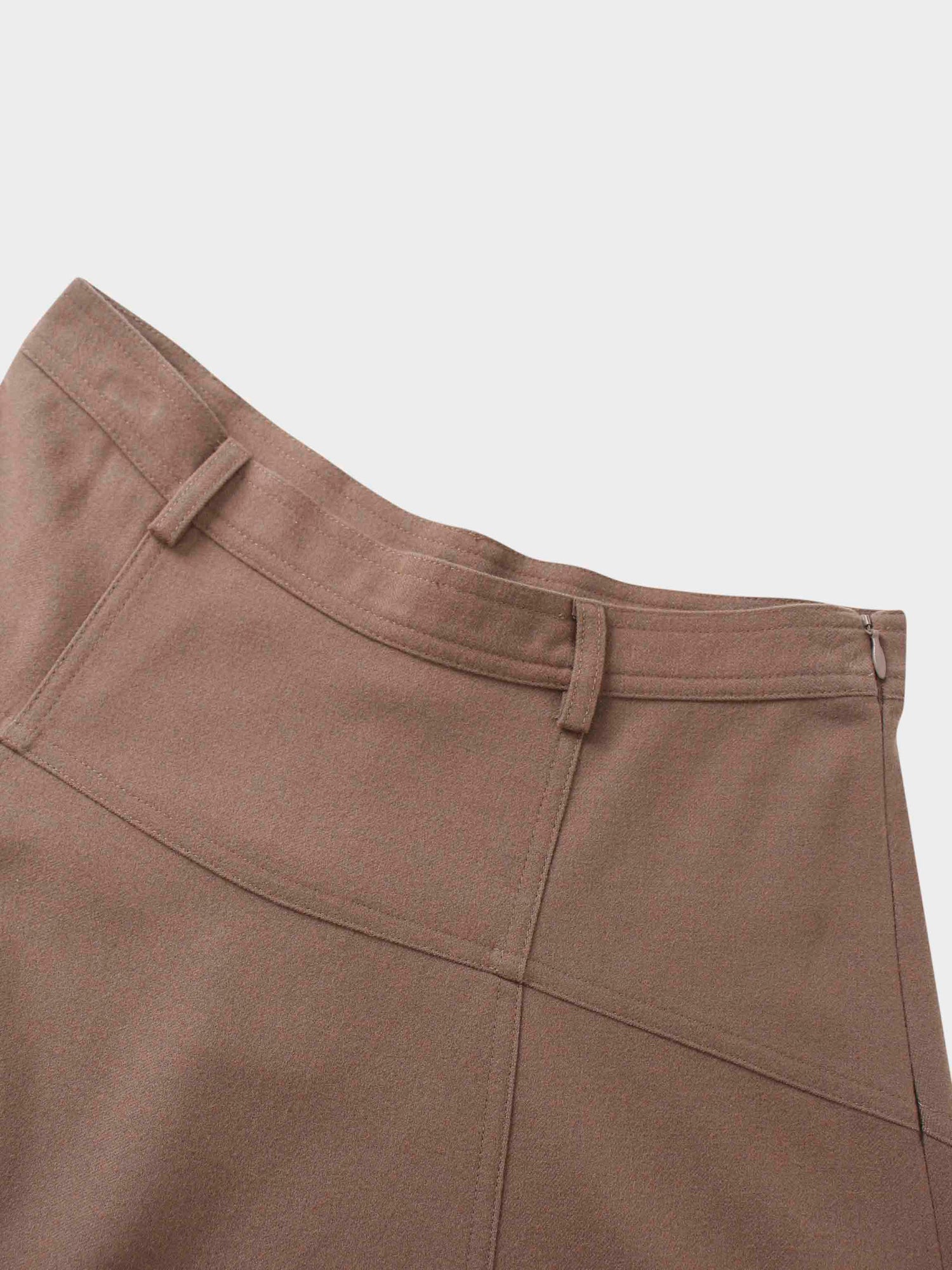 Wool Blend Yoke Skirt 37&quot;-Mocha Mousse
