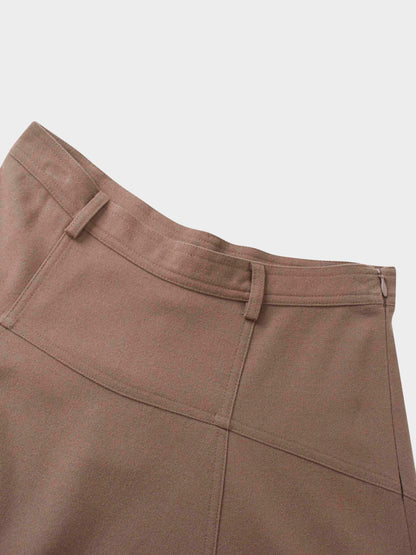 Wool Blend Yoke Skirt 37"-Mocha Mousse