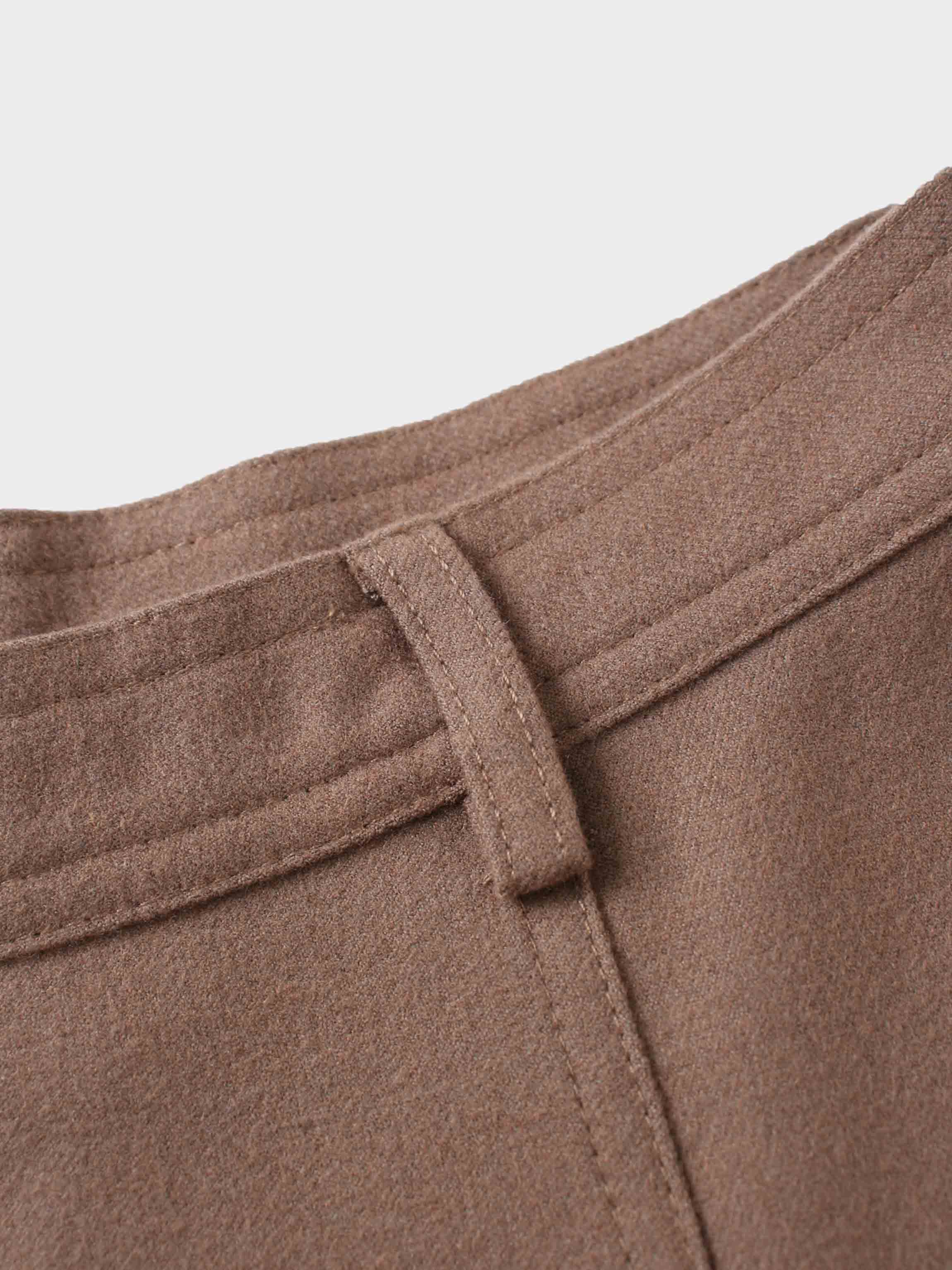Wool Blend Yoke Skirt 37&quot;-Mocha Mousse