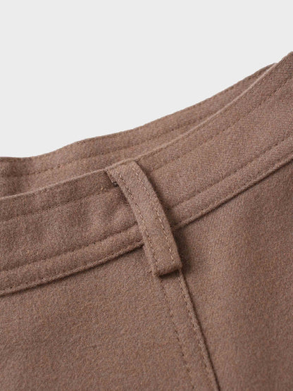 Wool Blend Yoke Skirt 37"-Mocha Mousse