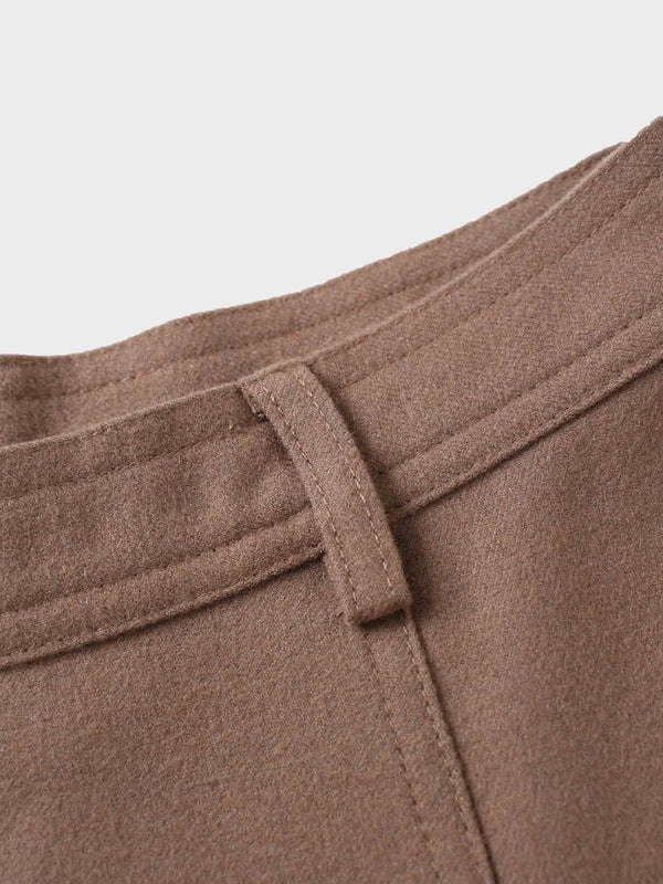 Wool Blend Yoke Skirt 37"-Mocha Mousse