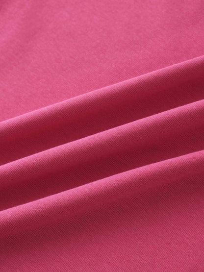 Basic High V Tee Long Sleeve-Hot Pink