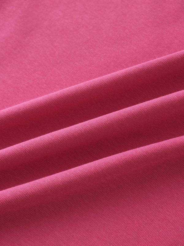 Basic High V Tee Long Sleeve-Hot Pink