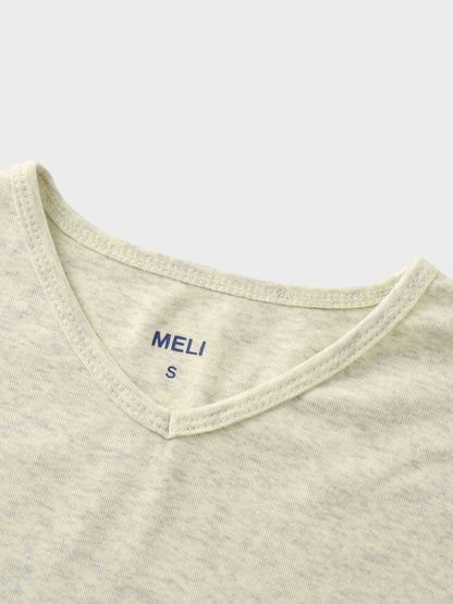 Basic High V Tee Long Sleeve-Heathered Grey/Yellow