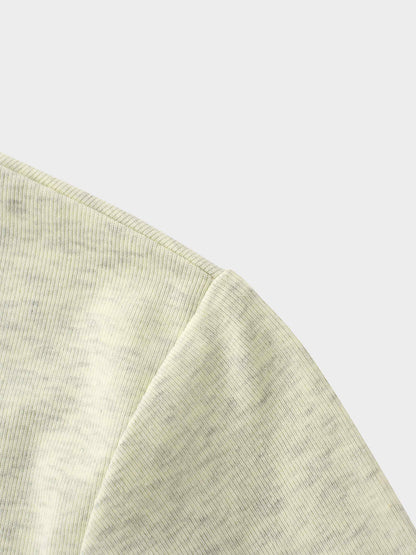 Basic High V Tee Long Sleeve-Heathered Grey/Yellow