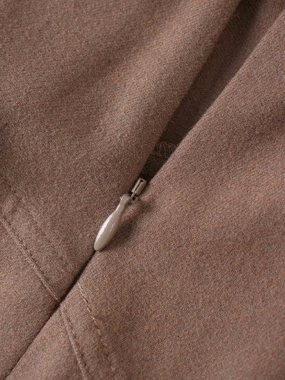 Wool Blend Yoke Skirt 37"-Mocha Mousse