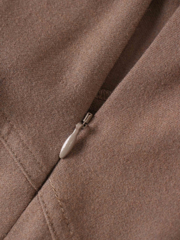 Wool Blend Yoke Skirt 37"-Mocha Mousse