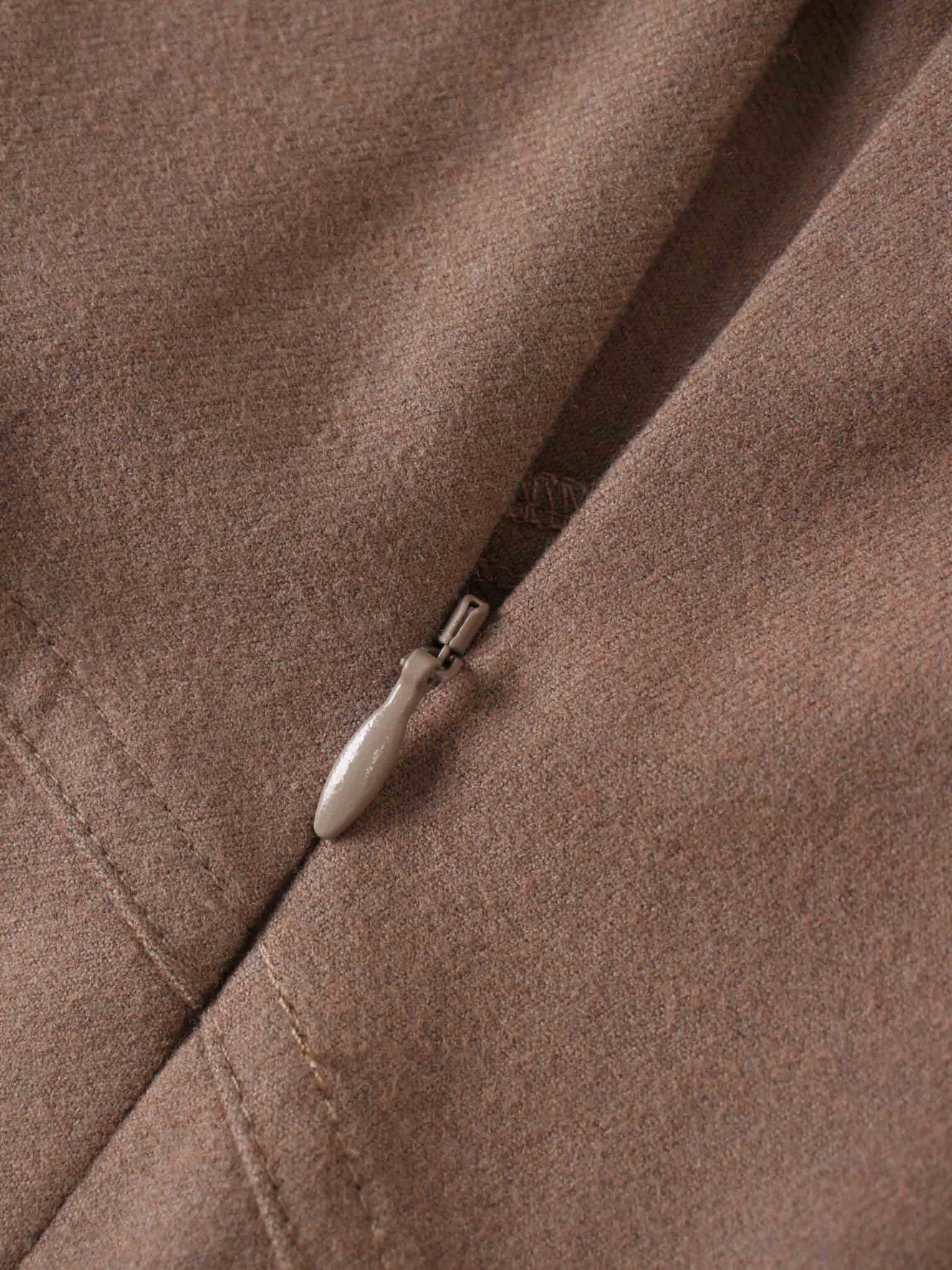 Wool Blend Yoke Skirt 26&quot;-Mocha Mousse