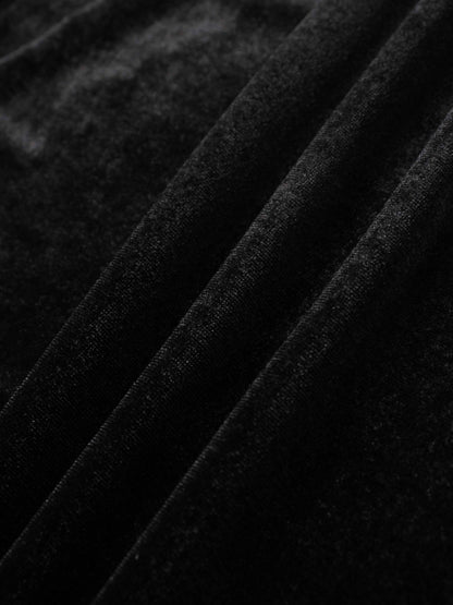 Velour Wrap Tie Maxi Dress-Black