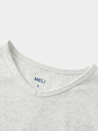 Basic High V Tee Long Sleeve-Heathered Grey